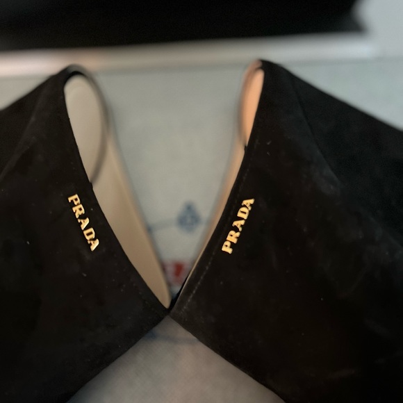 PRADA PRE-LOVED RARE AUTHENTIC BLACK SUEDE WEDGE SLIP ON SANDALS - Picture 10 of 17
